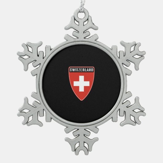 Zwitserland Shield Tin Sneeuwvlok Ornament (Voorkant)