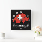 Zwitserland silhouet vierkante klok (Huis)