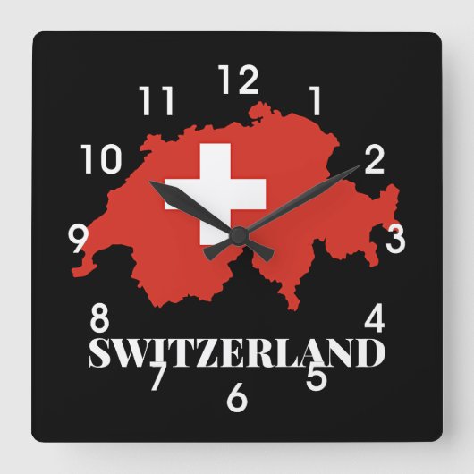 Zwitserland silhouet vierkante klok (Voorkant)