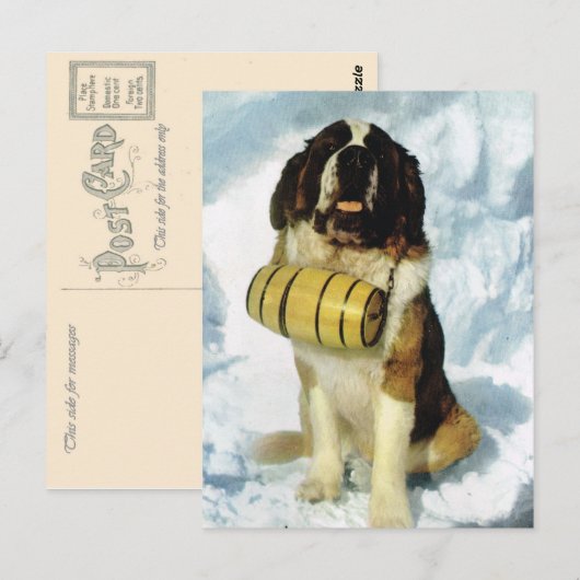 Zwitserland Sint-Bernard met brandy Briefkaart (Voorkant / Achterkant)