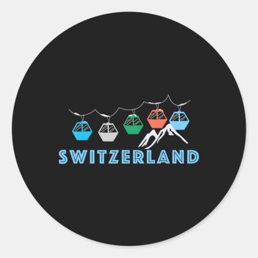 Zwitserland Ski Mountain Gondola Zwitserland Ronde Sticker (Voorkant)