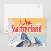 Zwitserland Ski-reisposter Briefkaart (Voorkant / Achterkant)
