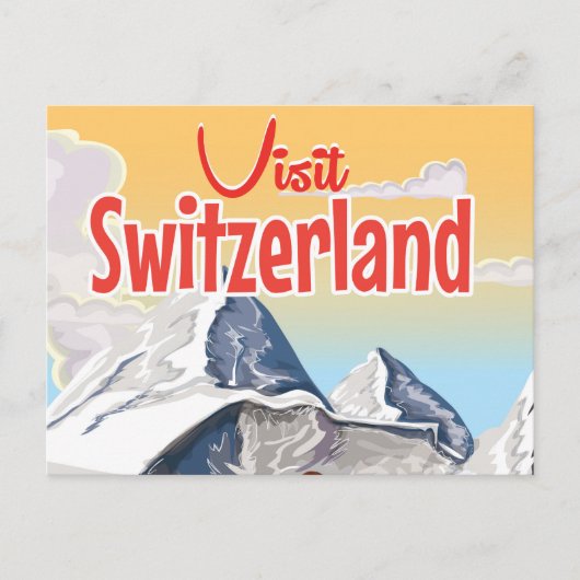 Zwitserland Ski-reisposter Briefkaart (Voorkant)