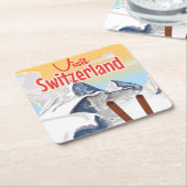 Zwitserland Ski-reisposter Kartonnen Onderzetters (Schuin)