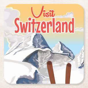 Zwitserland Ski-reisposter Kartonnen Onderzetters