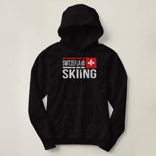 Zwitserland Skiing Skier Swiss Flag Mountain Winte Hoodie (Design voorkant)