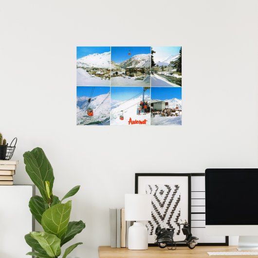 Zwitserland, skioord Andermatt winter Poster (Thuiskantoor)