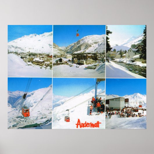 Zwitserland, skioord Andermatt winter Poster (Voorkant)