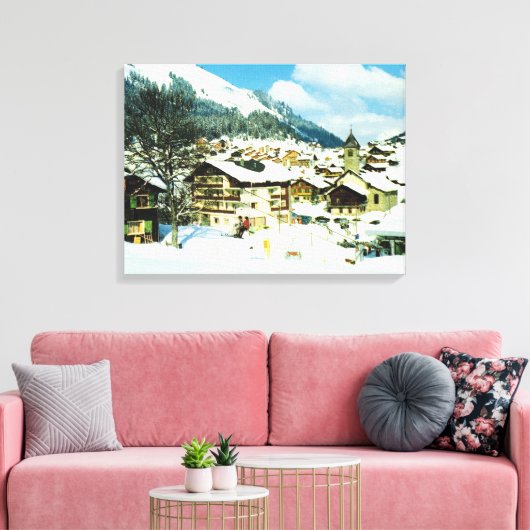  Zwitserland, skioord Morgins Canvas Afdruk (Insitu (Woonkamer))