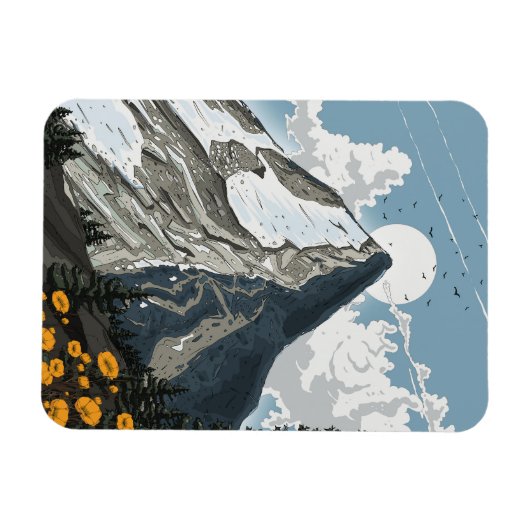 Zwitserland Snow Capped Mountain Magneet (Horizontaal)