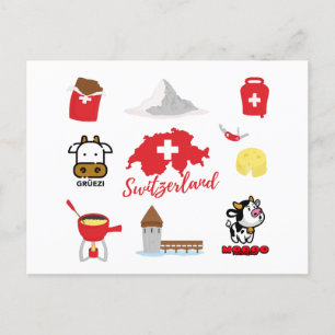 Zwitserland Souvenirs Symbols Briefkaart