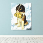  Zwitserland, St Bernhard hond met een brandewijn Canvas Afdruk (Insitu (Houten vloer))