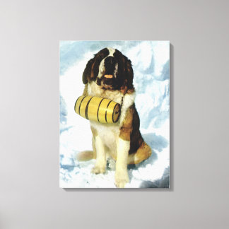  Zwitserland, St Bernhard hond met een brandewijn Canvas Afdruk
