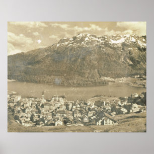  Zwitserland, St. Moritz en het meer van 1906 Poster