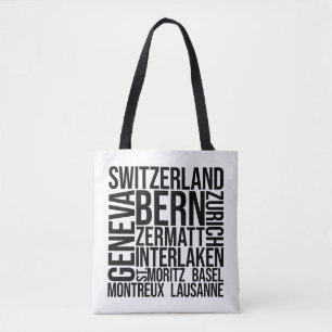 Zwitserland Steden Word Art - Bern Travel Tote Bag