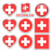 Zwitserland stickers & Zwitserse vlag, Hart / spor (Voorkant)