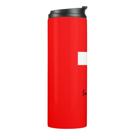 Zwitserland Travel Mug, patriottische Zwitserse vl Thermosbeker (Gedraaid links)
