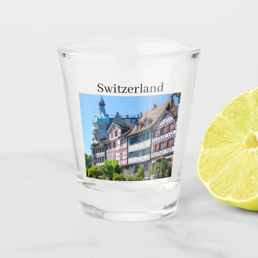 Zwitserland typische huizen Souvenir Shot Glas (Voorkant)