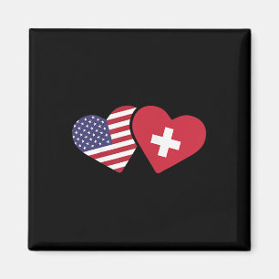 Zwitserland Verenigde Staten Vlag T Shirt Hart Zwi Magneet