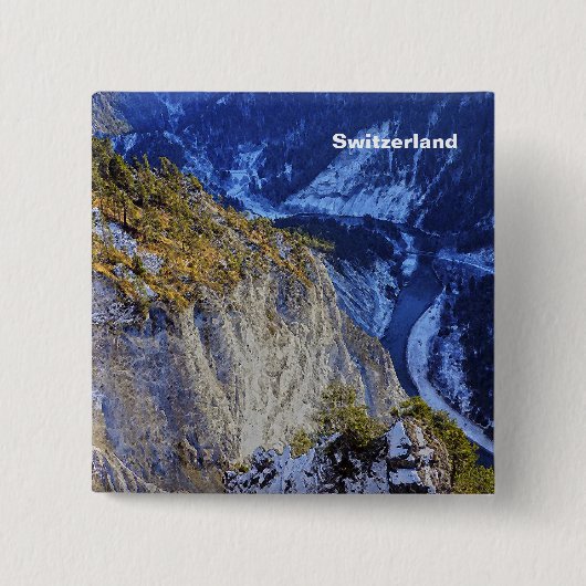 Zwitserland Vierkante Button 5,1 Cm (Voorkant)