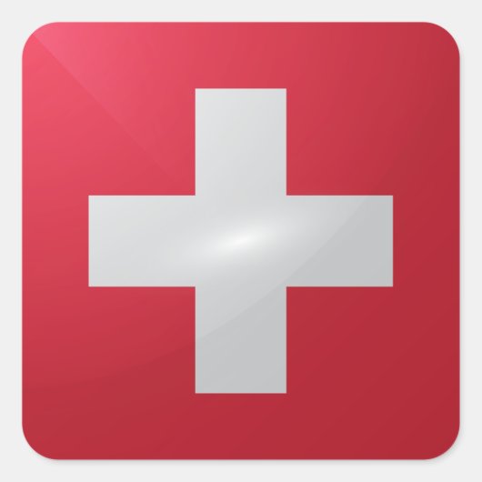 Zwitserland vierkante glossy vlag sticker (Voorkant)