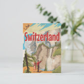 Zwitserland Vintage Reisposter Briefkaart (Staand voorkant)