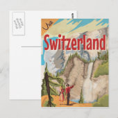 Zwitserland Vintage Reisposter Briefkaart (Voorkant / Achterkant)