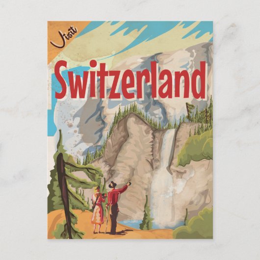 Zwitserland Vintage Reisposter Briefkaart (Voorkant)