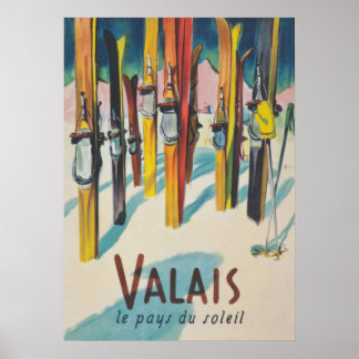 Zwitserland Vintage Ski-poster Poster