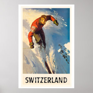 Zwitserland Vintage Skiposter Poster