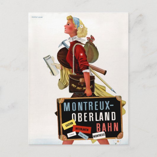 Zwitserland Vintage Travel Poster Briefkaart (Voorkant)