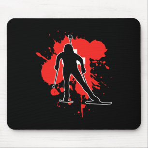 Zwitserland Vlag Biathlonist - Swiss Biathlon 1 Muismat