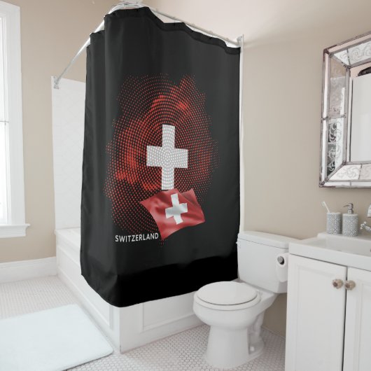 Zwitserland vlag douchegordijn (In situ)