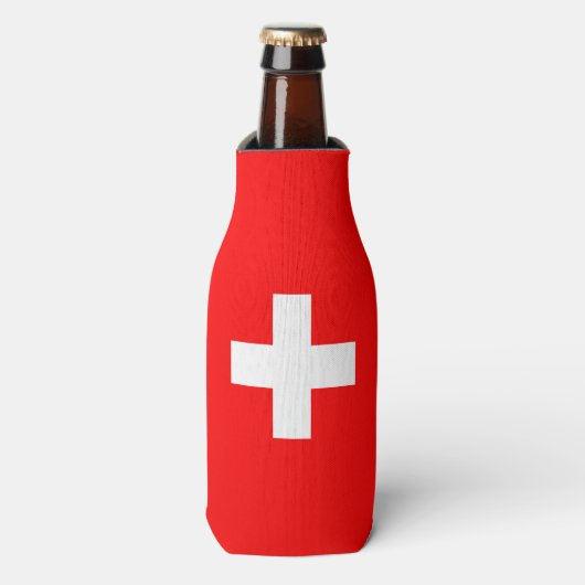 Zwitserland Vlag Flesjeskoeler (Fles Voorkant)