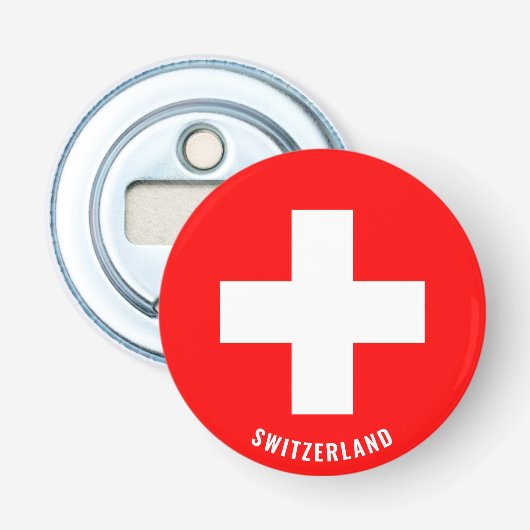 Zwitserland vlag heerlijk patriottisch button flesopener (Voorkant)