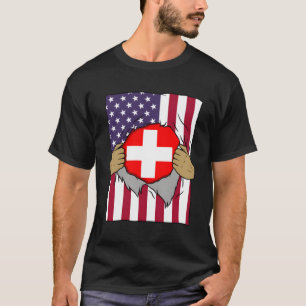 Zwitserland Vlag In Mij Home Pride Zwitsers-Amerik T-shirt