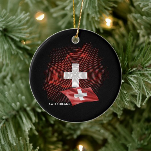 Zwitserland vlag keramisch ornament (Boom)