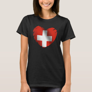 Zwitserland Vlag Op Hartvorm Zwitsers Zwitserland T-shirt