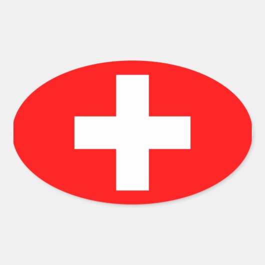 Zwitserland Vlag Ovale Sticker (Voorkant)