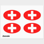 Zwitserland Vlag Ovale Sticker (Vel)