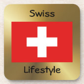 Zwitserland Vlag+Tekst Onderzetter (Voorkant)