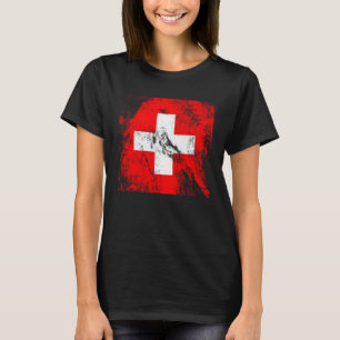 Zwitserland Vlag Vintage Souvenir Vakantie Zwitser T-shirt