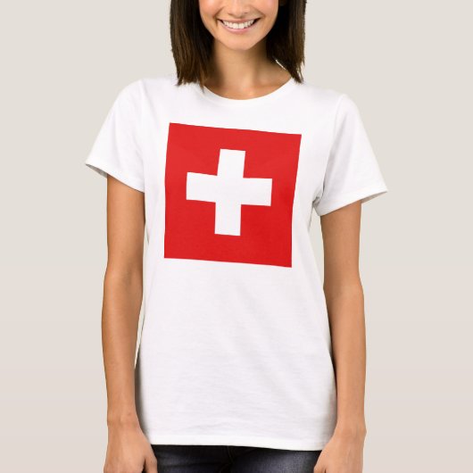 Zwitserland Vlag x Kaart T-Shirt (Voorkant)