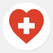 Zwitserland Vlaggenhart Ronde Sticker (Voorkant)