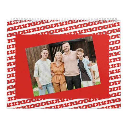 Zwitserland | Voeg uw foto toe Swiss Flag 2026 Kalender (Hoes)