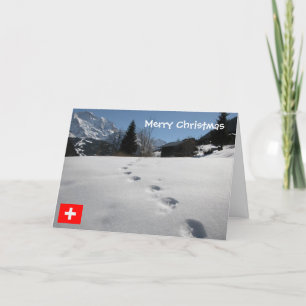 Zwitserland, Voetafdrukken in de sneeuw Feestdagen Kaart