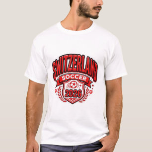 Zwitserland Voetbal 2026 Voetbal Vet Land Typogr T-shirt