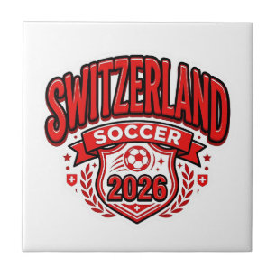 Zwitserland Voetbal 2026 Voetbal Vet Land Typogr Tegeltje