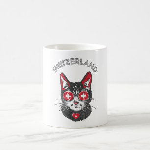 Zwitserland Voetbal Kat Mascotte Zwitserse Fan Vla Koffiemok