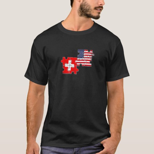 Zwitserland VS Liefde Roots Zwitserse Amerikaanse  T-shirt (Voorkant)